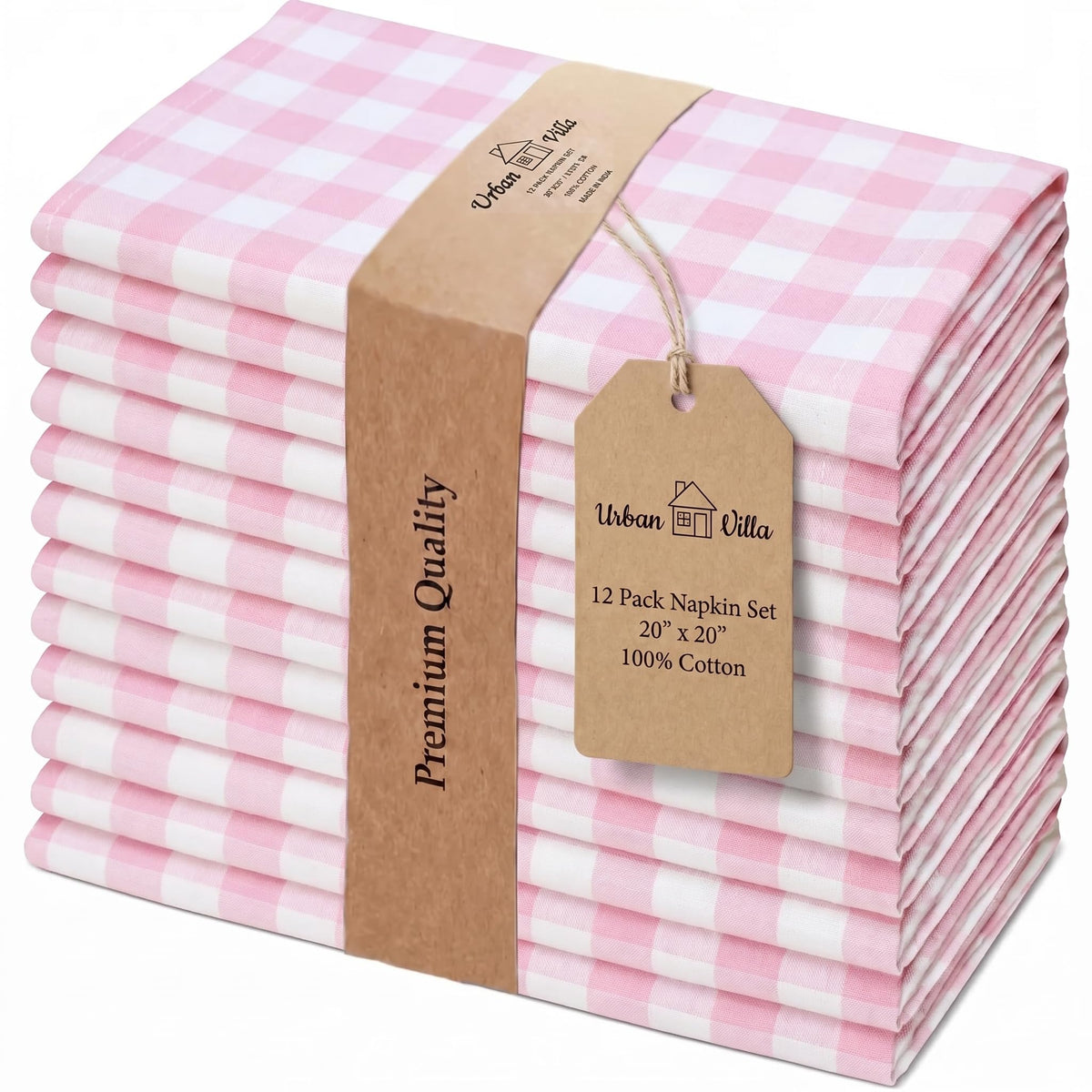 Urban Villa Cloth Napkins Cotton 20x20 (Set of 12) Rust