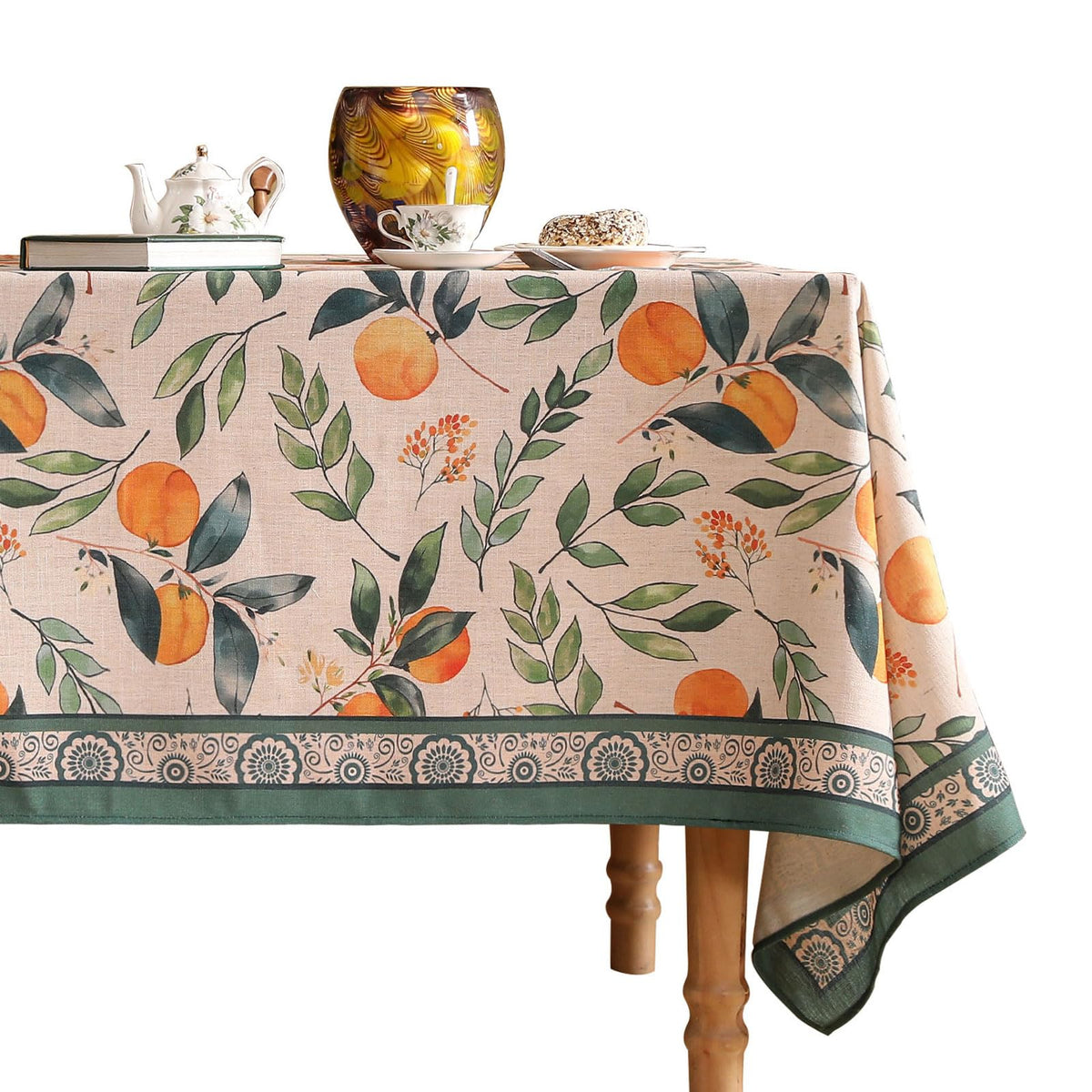 patdrea Vintage French Linen Tablecloth,Rectangular,87"x55"-Wensel