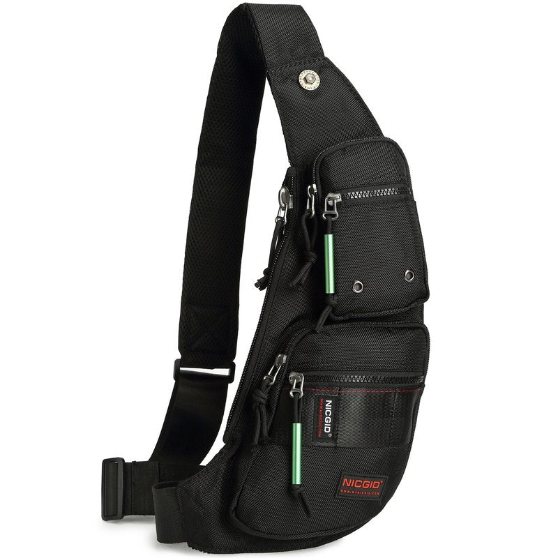 NICGID Sling Bag Chest Shoulder Backpack Crossbody Bags Casual Daypack for Men Women (Black-2854)