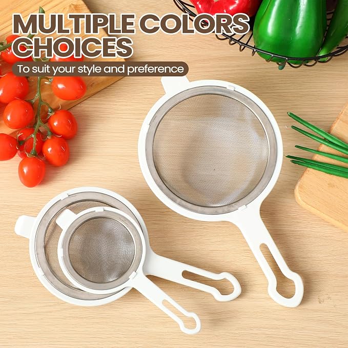 LemonRoad Set of 3 Stainless Steel Mesh Strainer 304 Fine Mesh Filters
