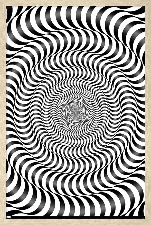 Trends International Zebra Stripe Optical Illusion Wall Poster, 34L x 22.4W, Blonde Framed Version
