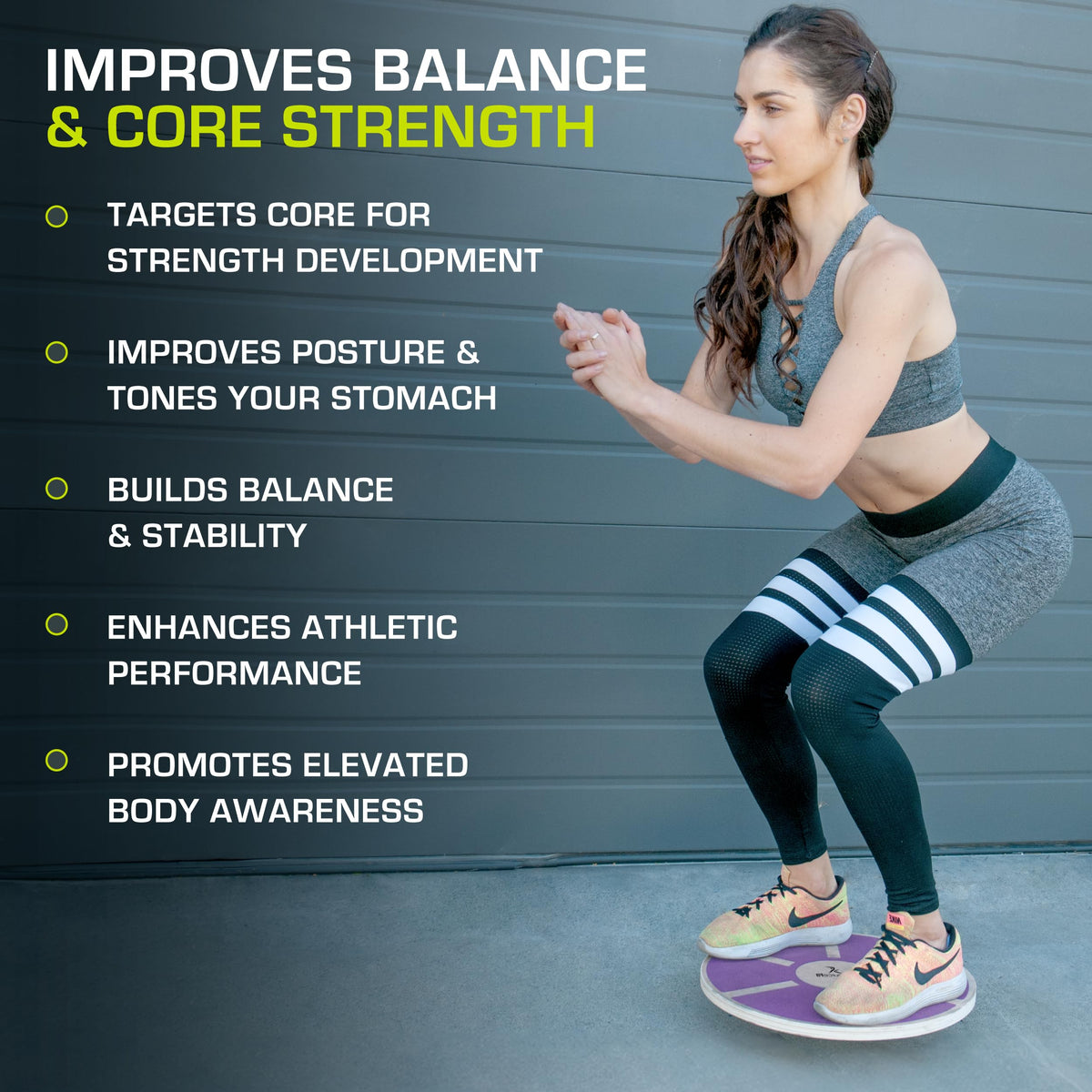ProsourceFit Wooden Balance Board Non-Slip Wobble Core Trainer 15.75in (39.5cm) Diameter with 360 Rotation for Stability Training, Full Body Exercises, Physical Therapy, Blue