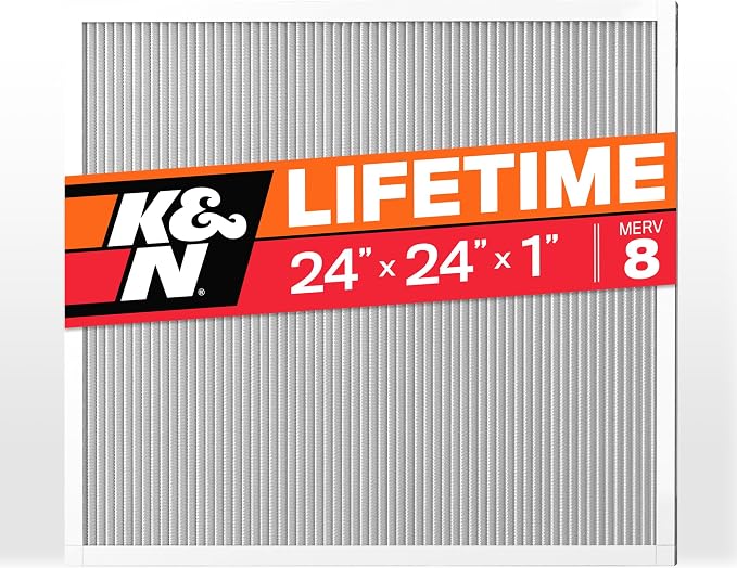 K&N 24X24X1 HVAC Furnace Air Filter, Lasts a Lifetime, Merv 8, the Last HVAC