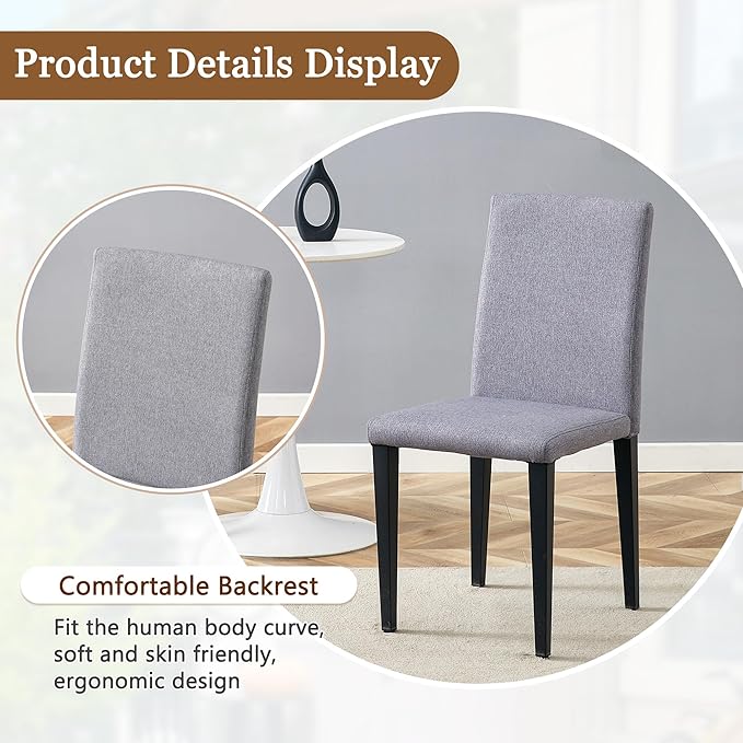 Glass Dining Table Set for 4, 63” Kitchen Table Set for 4, Modern Dining Room Table Set with Upholstered Chairs, Tempered Glass Tabletop with Y Shape Base
