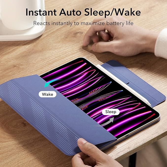 ESR for iPad Pro 12.9 6th/5th/4th Gen, iPad Air 13 Inch Case M3/M2 (2025/2024), Powerful Magnetic Attachment, Slim Trifold Stand Case, Supports Pencil Pro & Pencil (USB-C), Rebound Series, Lavender