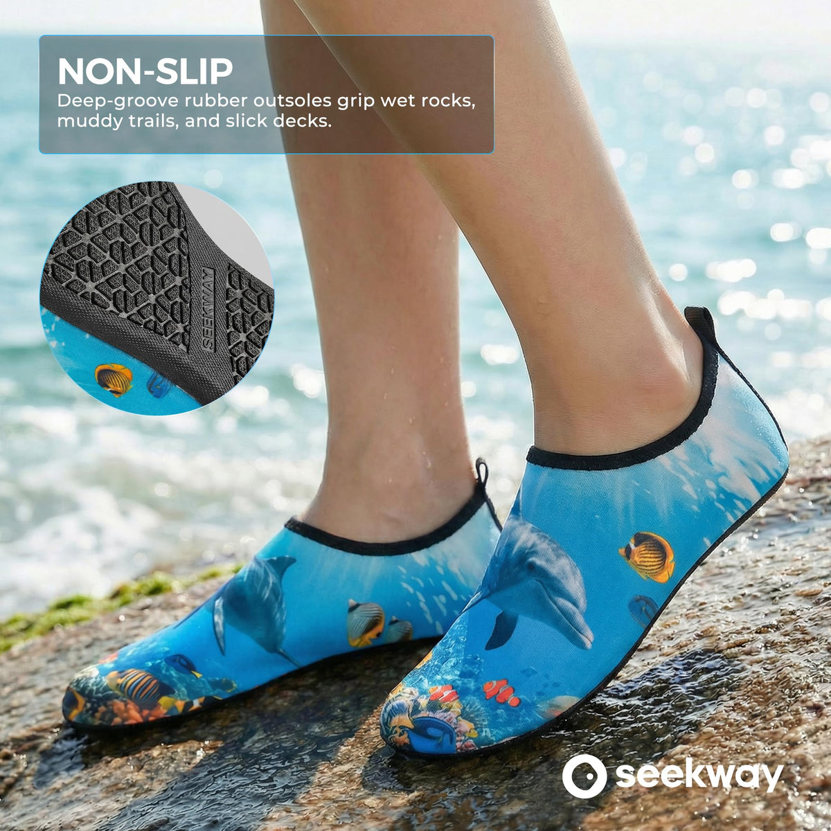 SEEKWAY Water Shoes Barefoot Aqua Socks Quick-Dry Non Slip Shoes for Beach Swim Pool River Boating Surf Women Men Bird SK002(U)