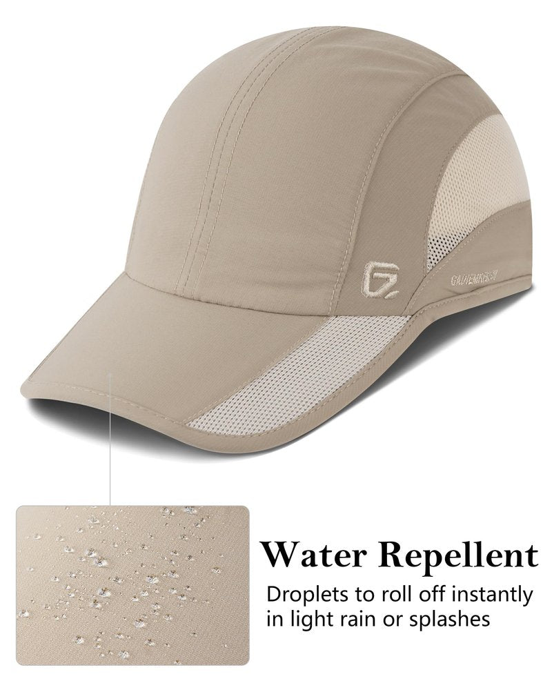 GADIEMKENSD Cooling Running Hat Quick Dry Summer Baseball Cap UPF50+ Sports Sun Caps Breathable Mesh Trucker Dad Hats Unstructured for Golf Tennis Hiking Gym Travel Camping Khaki M/L 7-7 1/2