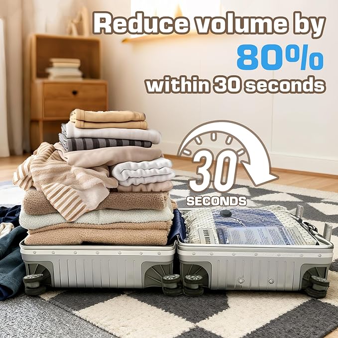 SIHUADON 15PCS Travel Vacuum Bags With Portable Electric Pump