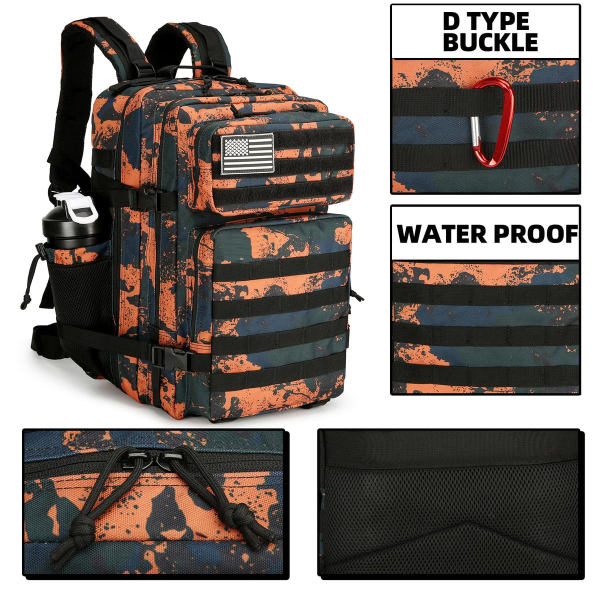 KXBUNQD Military 45L Tactical Assault Backpack 3 day assault pack with Molle Waterproof backpack Rucksack for Tactical Backpacks