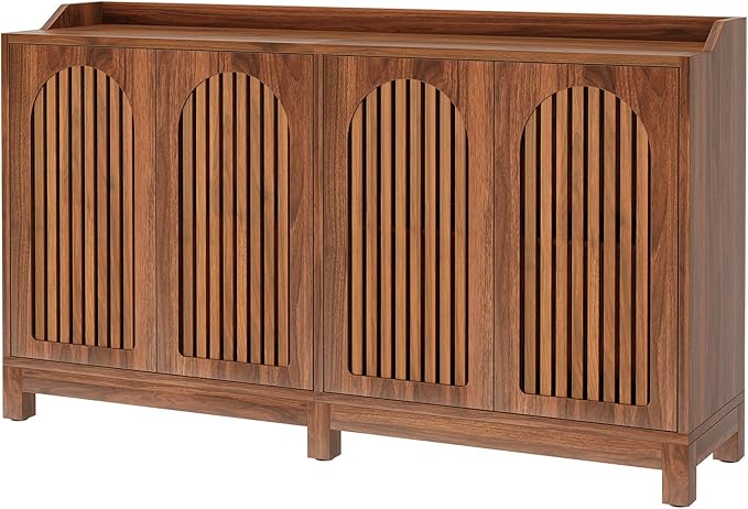 Tribesigns Sideboard Buffet Cabinet, 57" Farmhouse Storage Cabinet with Shutter Doors and Adjustable Shelf, Freestanding Kitchen Cabinet TV Stand for Dining Room, Living Room, Kitchen