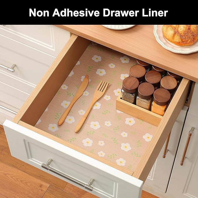 Cooyes Shelf Liner – Premium Non-Adhesive Cabinet & Drawer Liner for Kitchen – Waterproof Shelf Paper with Modern Pattern – Durable EVA Cabinet Mat – Easy to Cut （17.5" W x 360" L）