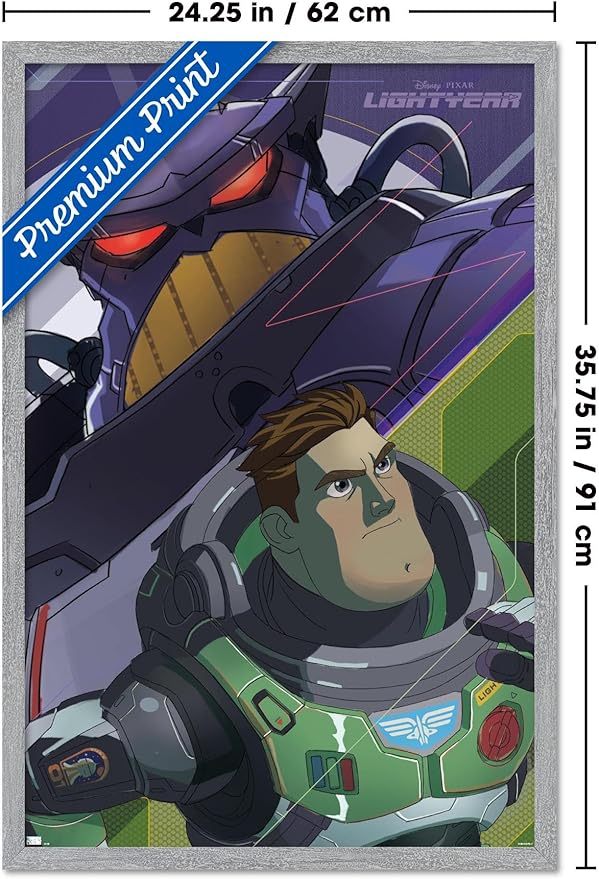 Trends International Disney Pixar Lightyear - Buzz and Zurg Wall Poster, 34L x 22.4W, Gray Framed Version