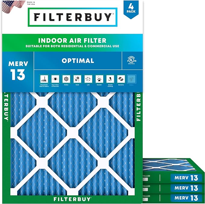 Filterbuy 16.38x21.5x1 Air Filter MERV 13 Optimal Smoke & Allergy Defense