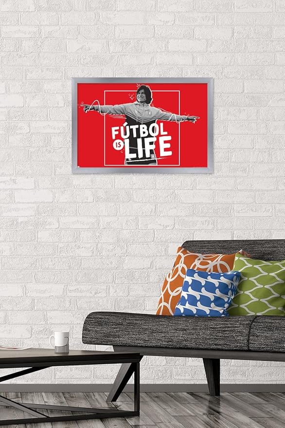 Ted Lasso - Futbol is Life Wall Poster, 22.4L" x 14.7W", Silver Framed Version