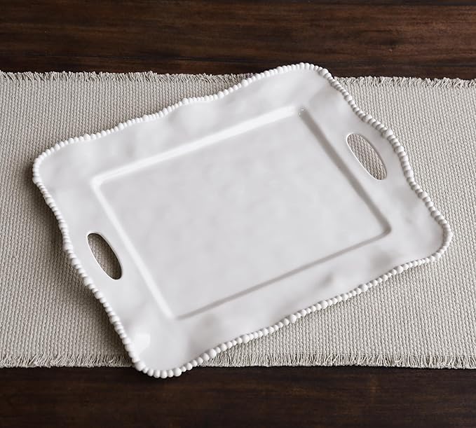 Beatriz Ball Alegria Rectangular Tray with Handles, White