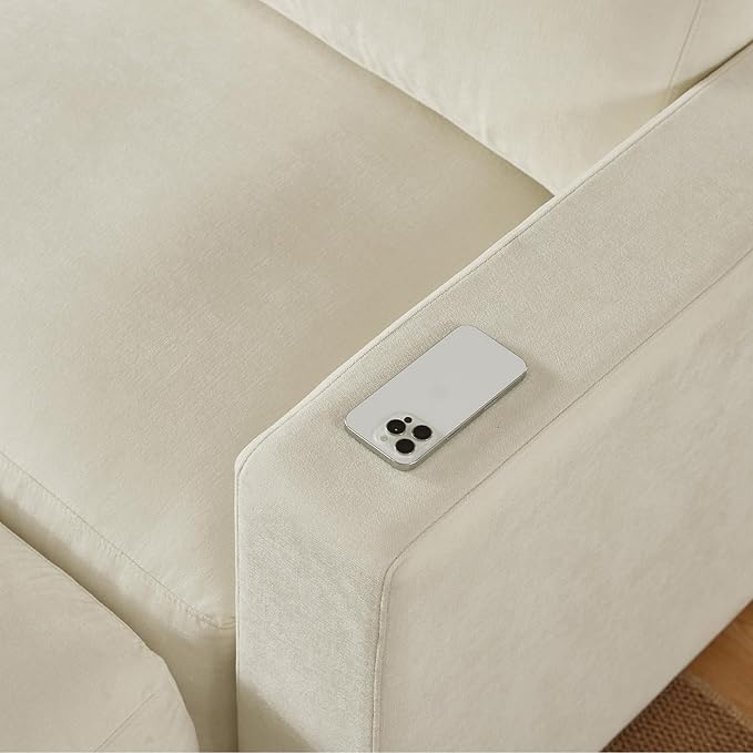 CHITA 116" Sectional Couches for Living Room, Modular Sectional Sofa with Chaise, Comfortable 8-Layer Cushion Structure Design, 5 Seat U Shaped Sectional Couch, Chenille in Cream