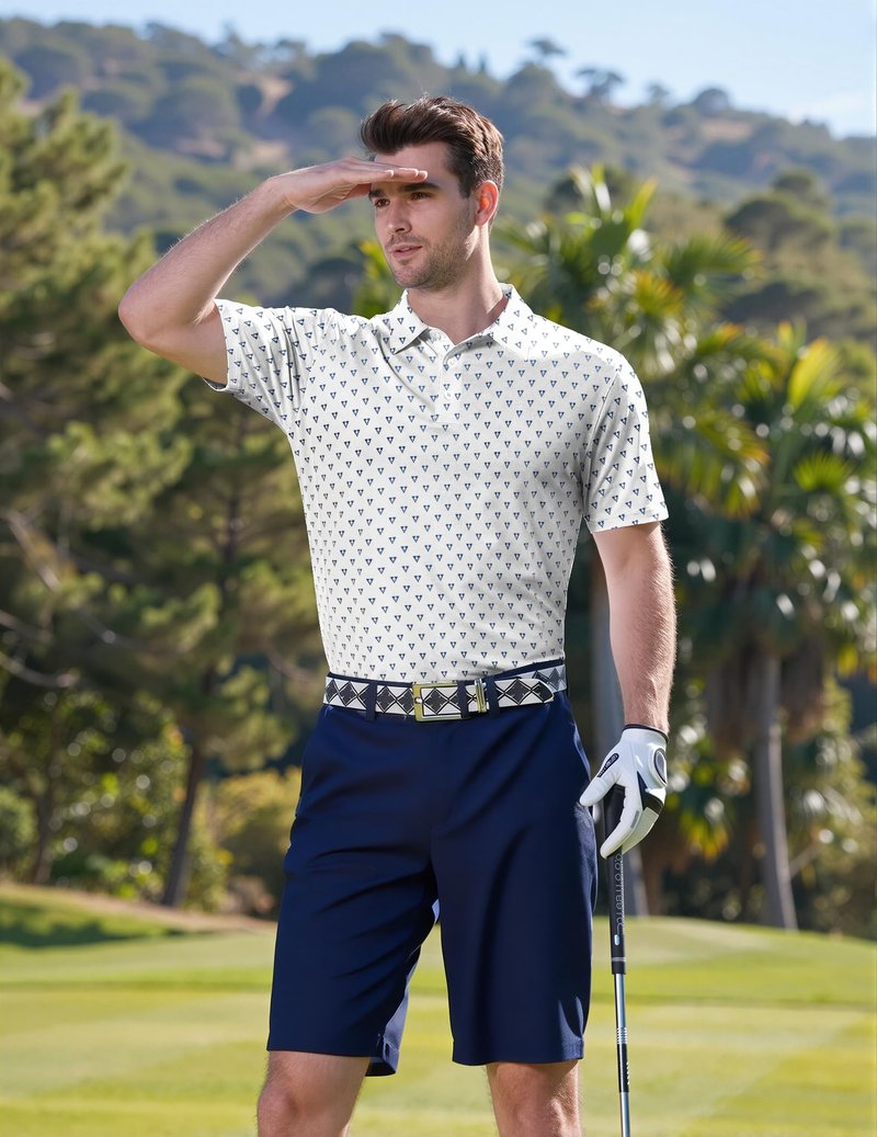 COOFANDY Men's Golf Polo Shirts Short Sleeve Quick Dry Performance Moisture Wicking Golf Shirts Casual Print Collared Shirt