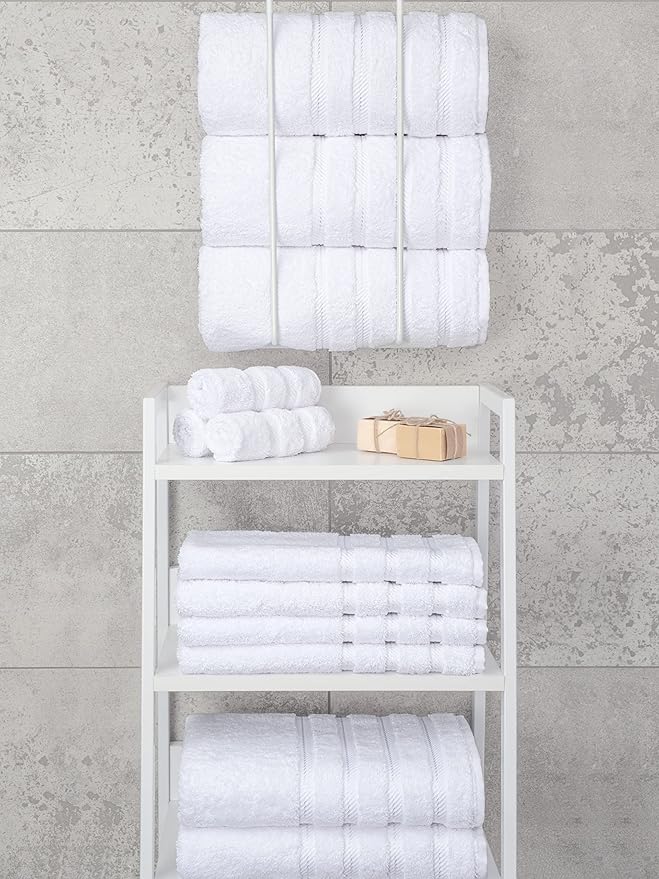 American Soft Linen Luxury 4 Piece Bath Towel Set, 600 GSM 100% Cotton Turkish Bath Towels for Bathroom, 27x54 in Extra Large Bathroom Shower Towels, White