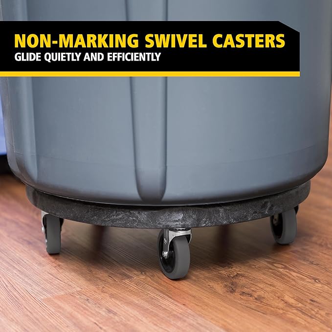 Rubbermaid Commercial Products BRUTE Dolly Black Fits 20 gallon, 32 gallon, 44 gallon, and 55 gallon BRUTE Containers, for Restaurants/Back of House/Offices/Warehouses/Airports/Commercial Environments