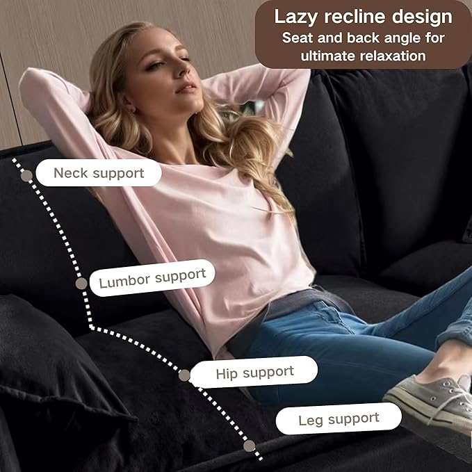Chenille Sofa Set for Living Room, Modern Deep Seat Sofa Chair and Oversized 3-Seater Cloud Couch for Bedroom, Office, Apartment, Furniture Set