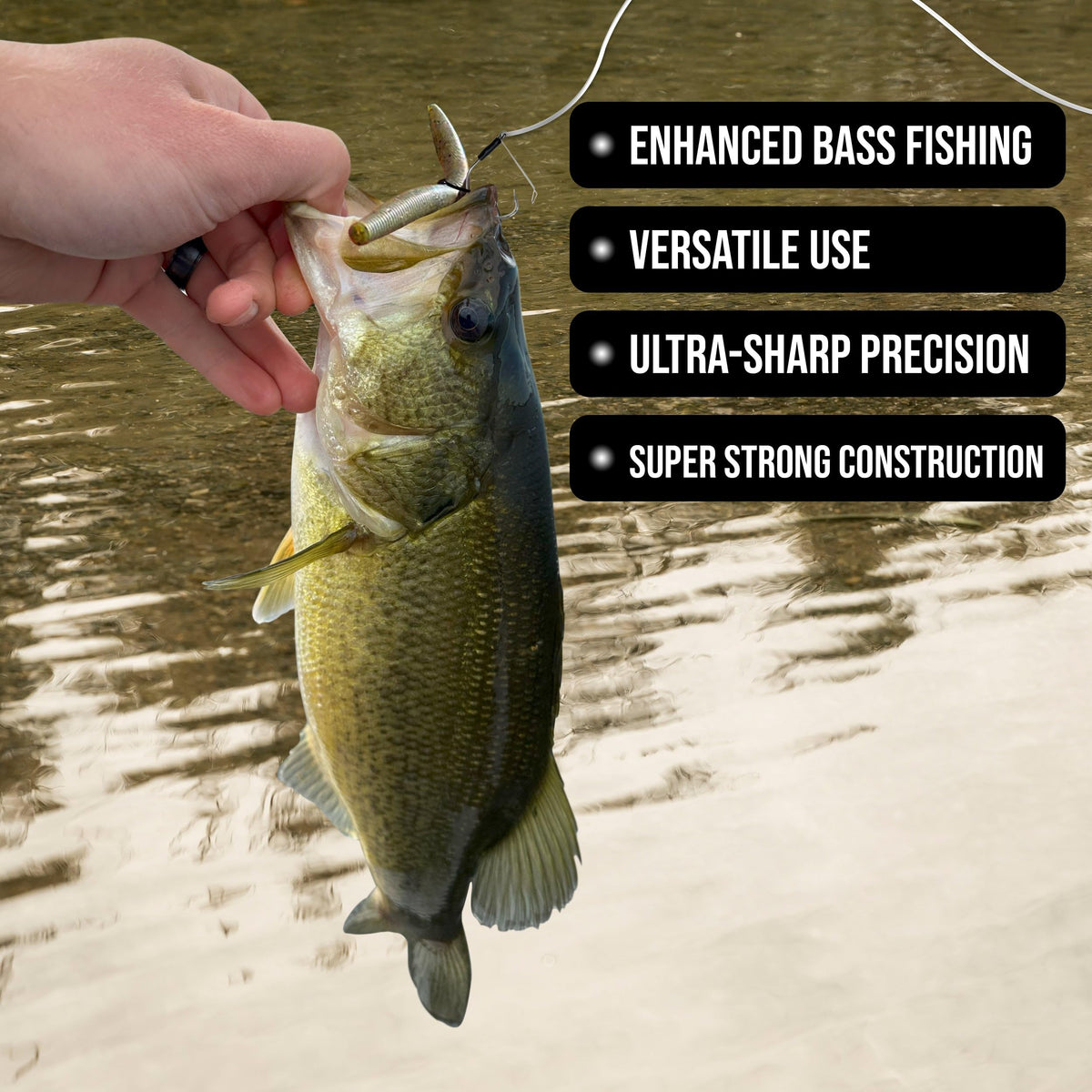 Reaction Tackle Wide Gap Wacky Hooks, Weedless Worm Hooks for Bass, High Carbon Steel Hooks for Stick Worm Soft Plastics, Neko Rig and Finesse Fishing - Size 1/0 Weedless Wire Guard (25-Pack)