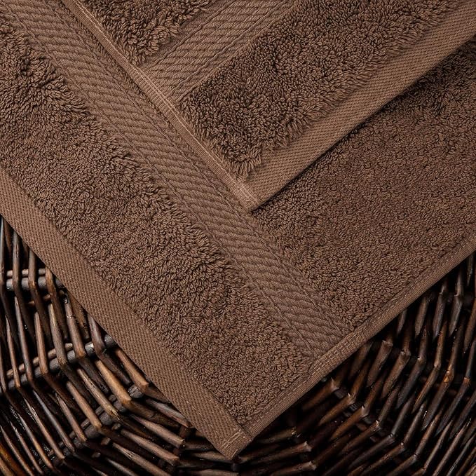 Superior Egyptian Cotton Pile Bath Towel Set of 2, Ultra Soft Luxury Towels, Thick Plush Essentials, Absorbent Heavyweight, Guest Bath, Hotel, Spa, Home Bathroom, Shower Basics, Chocolate