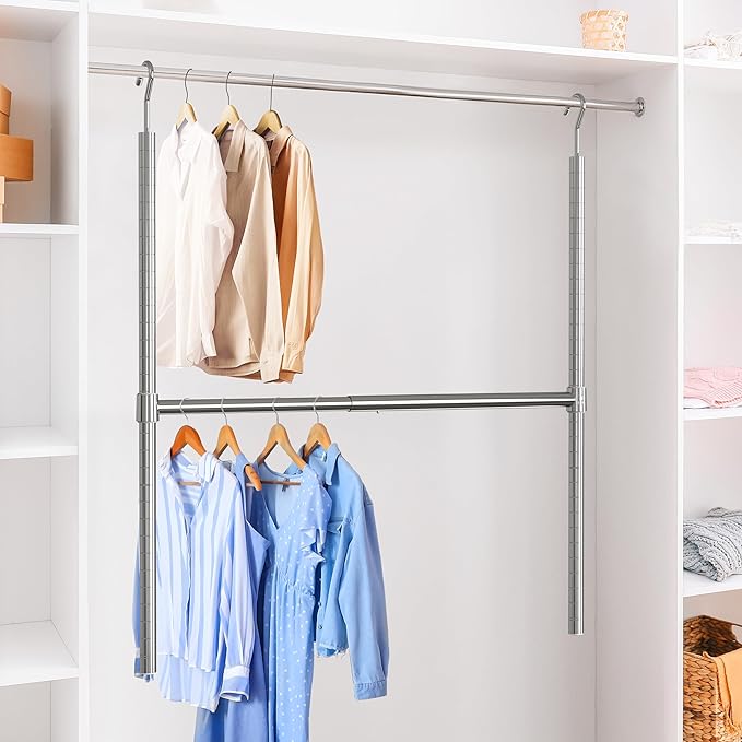 Simple Houseware Adjustable Closet Hanging Rod, Chrome