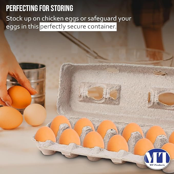 MT Products Blank Natural Pulp Egg Cartons Hold Twelve Eggs 11.50" x 4.2" x 1.25" - Perfect for Chicken Farm (Case of 250) - Made in USA