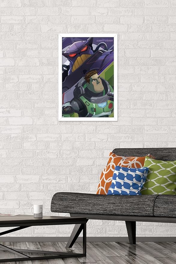 Trends International Disney Pixar Lightyear - Buzz and Zurg Wall Poster, 14.725" x 22.375", White Framed Version