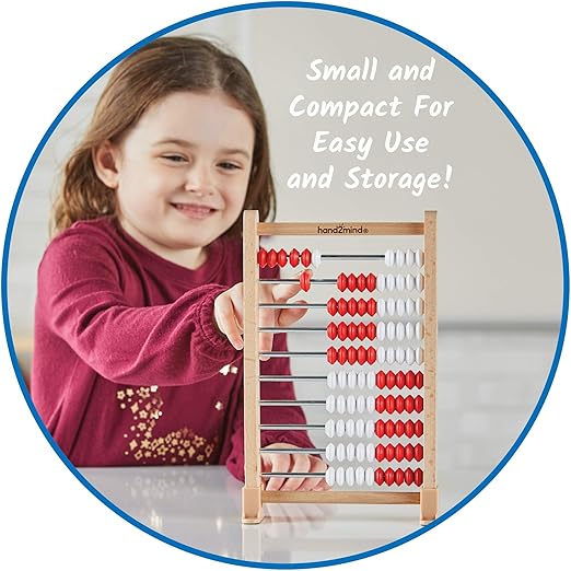 hand2mind Mini 100 Bead Wooden Rekenrek, Abacus for Kids Math, Math Manipulatives Kindergarten, Counting Rack for Kids, Counters for Kids Math, Educational Toys for Elementary Kids (Set of 4)