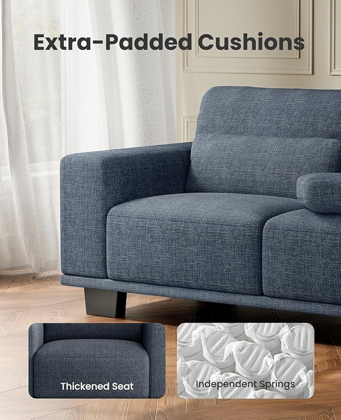 Amada 89" Sofa, 3 Seater Couch for Living Room, Modern Sofa with Deep Seats & Wide Armrests, Comfy Couch with Removable Washable Covers, Linen Fabric, Easy Assembly