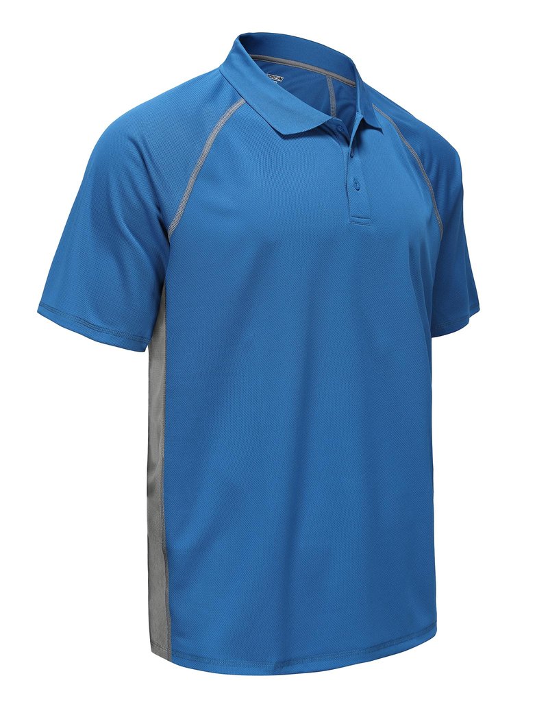 Men's Golf Polo Shirts Short Sleeve Dry Fit Moisture Wicking Performance T Shirts Athletic Casual Golf Collared Shirt Blue L