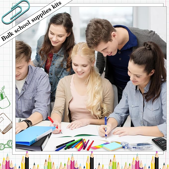 Gilprop 81 Pcs School Supply Kit with Backpack Back to School Supplies Bundle Bulk School Essentials for Elementary Middle High School Students Includes Folders Notebooks Pencils and More(Blue)
