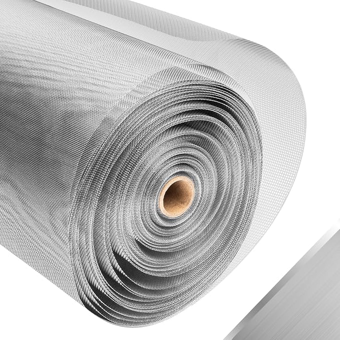 304 Stainless Steel Mesh Window Screen Roll, 35IN x 98.43FT Silver Metal Window