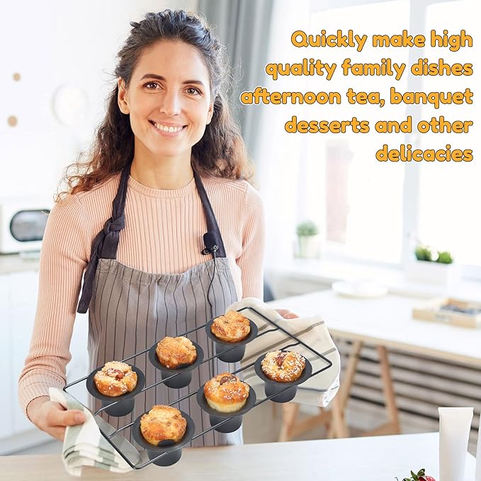 Shellwei 2 Pcs 12 Cups Nonstick Popover Pan Muffin Cupcake Pudding Bakeware