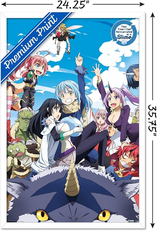 Trends International That Time I Got Reincarnated As A Slime - Group Wall Poster, 22.375" x 34", White Framed Version
