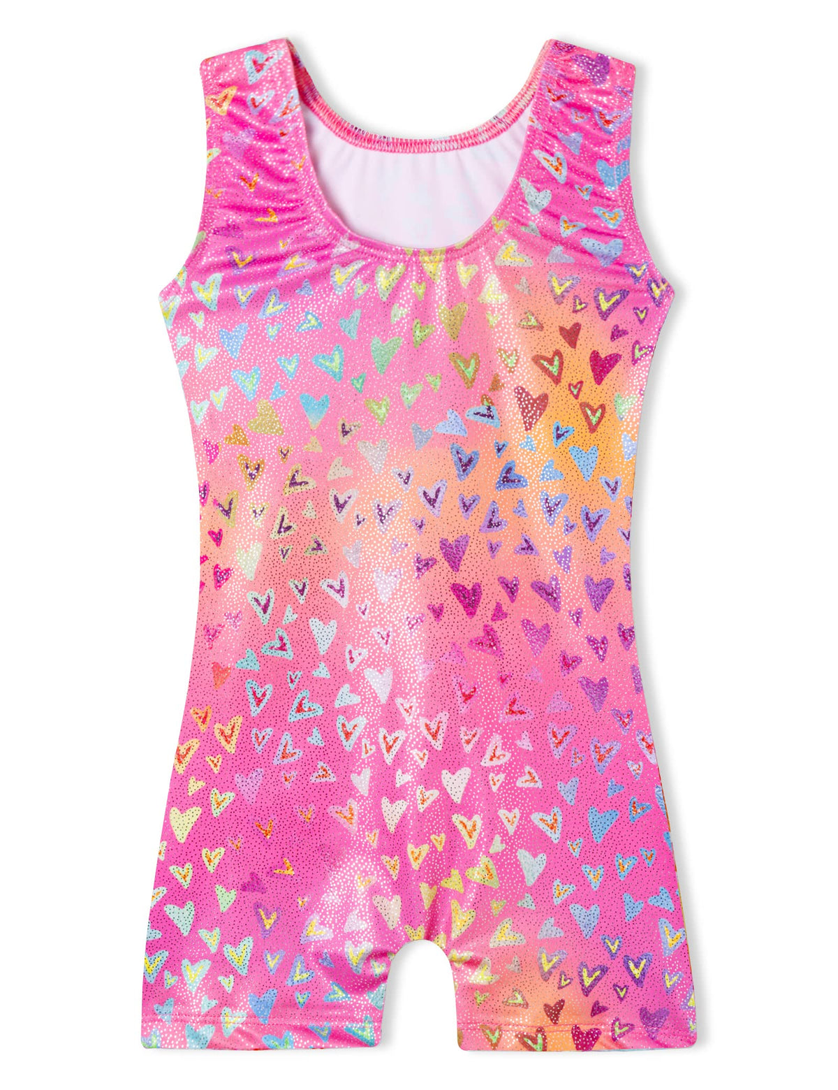 Domusgo Toddler Girls Gymnastics Leotards Size 1t 2t Sparkly Pink Nenon Love Heart Biketard with Shorts