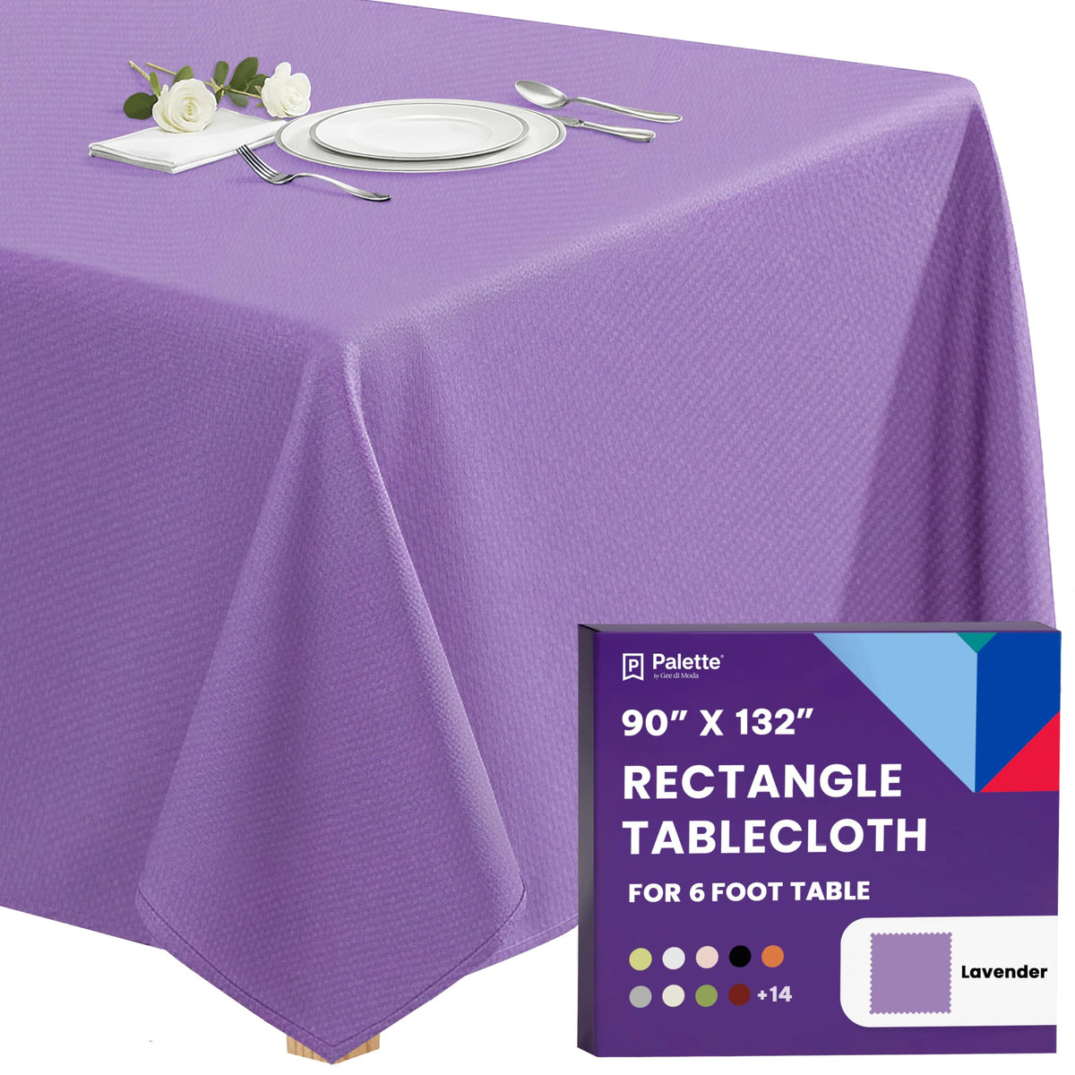 Gee Di Moda Rectangle Tablecloth - 90 x 132 Inch Black Table Cloth for 6 Foot Tables with Floor-Length Drop - Heavy Duty Washable Fabric for Holiday Party, Dinner, Weddings & Baby Shower