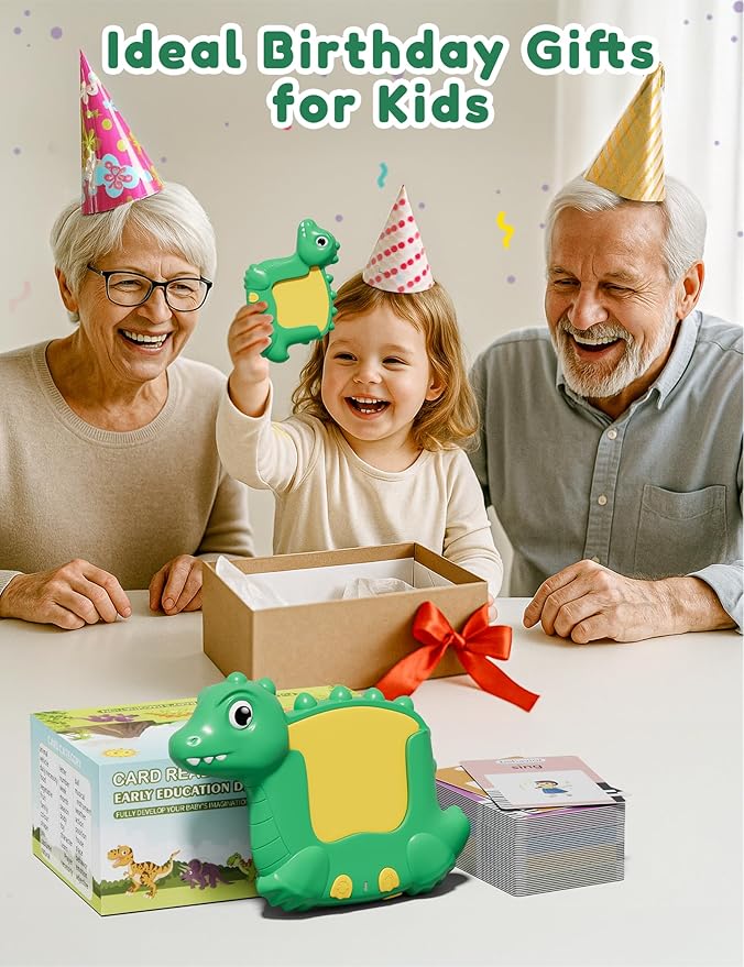 Talking Flash Cards for Toddlers with 510 Sight Words, Dinosaur Shaped Pocket Speech English Learning Toys Easter Gifts for Kids, Educational & Autism Toys for Speech Therapy