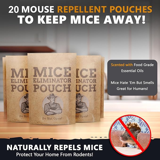 All-Natural Mice Repellent Pouches – Harmless Peppermint Essential Oil Mouse Deterrent - Keep Mice Out of Your Home and Your Family Safe - by Tougher Than Tom