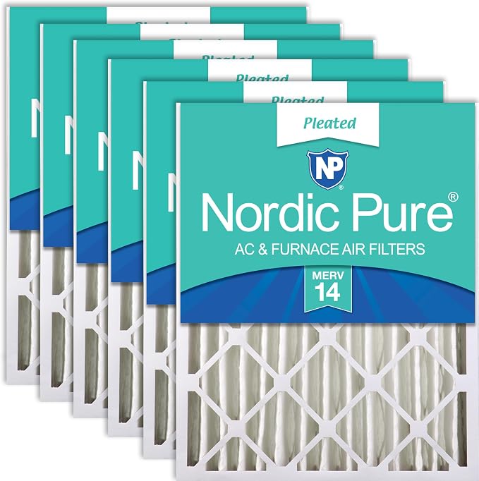 Nordic Pure 20x20x4 Pleated MERV 14 Air Filters 6 Pack