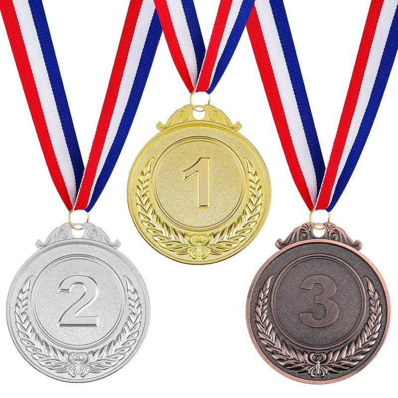 Awpeye 24 Pieces Award Medals 1st 2nd 3rd (Gold, Silver, Bronze) Metal Style Winner with Neck Ribbon, 2 Inches
