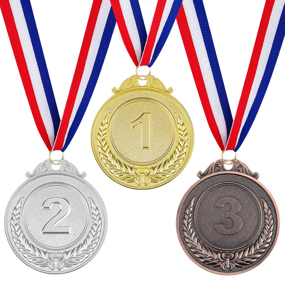 Awpeye 60 Pieces Award Medals 1st 2nd 3rd (Gold, Silver, Bronze) Metal Style Winner with Neck Ribbon, 2 Inches