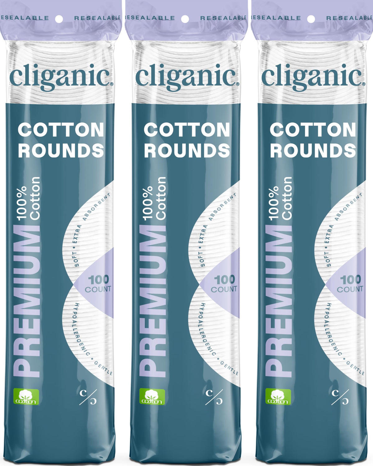 Cliganic Premium Cotton Rounds for Face (300 Count) - Makeup Remover Pads, Hypoallergenic, Lint-Free | 100% Pure Cotton