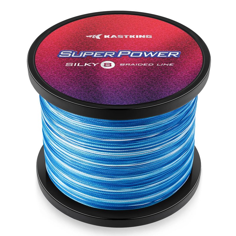 KastKing Superpower Silky8 Braided Fishing Line, Blue Camo, 8 Strands, 20 LB, 150 Yds