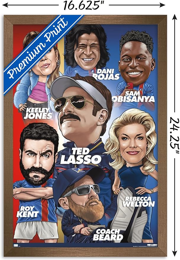 Ted Lasso - Character Grid Wall Poster, 22.4L" x 14.7W", Bronze Framed Version