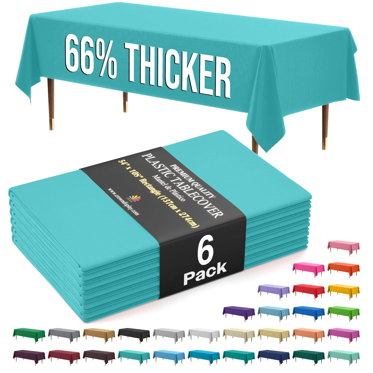 Exquisite Party Solids 66% Thicker Premium Plastic Table Cloth Rectangle Table Cover 0.5 Mil 12 Pack Red Table Cloth 54 Inch x 108 Inch Disposable Tablecloth Won't Tear Easily Like Cheap Thin Brands
