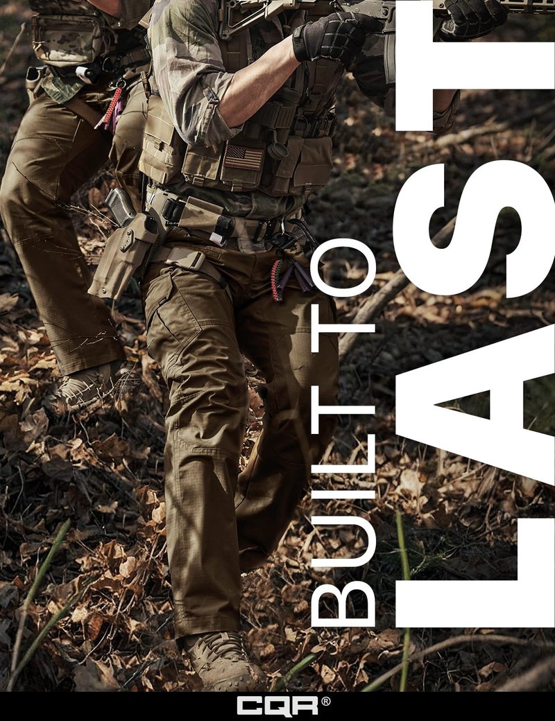 CQR Men's Tactical Pants, Water Resistant Ripstop Cargo Pants, Lightweight EDC Work Hiking Pants, Outdoor Apparel, Raider Tundra, 46W x 30L