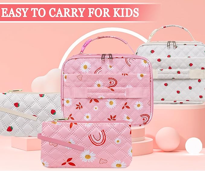 Strawberry Lunch Bag for Girls with Aesthetic Reusable Snack Bag Small Lunch Box Cute Pequeña Lonchera Toddler Lunch Pail