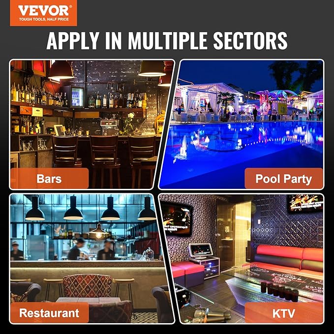 VEVOR LED Lighted Liquor Bottle Display, 4 Tiers 16 Inch Commercial Illuminated Home Bar Shelf, 4 Steps Whiskey Rack Stand, Acrylic Drink Shelves with RF Remote & App Control, and Multicolor Light